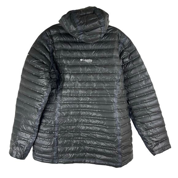 Columbia Titanium Womens Down Puffer Jacket Size Large Hooded Grey OutDry 700 - Picture 2 of 12
